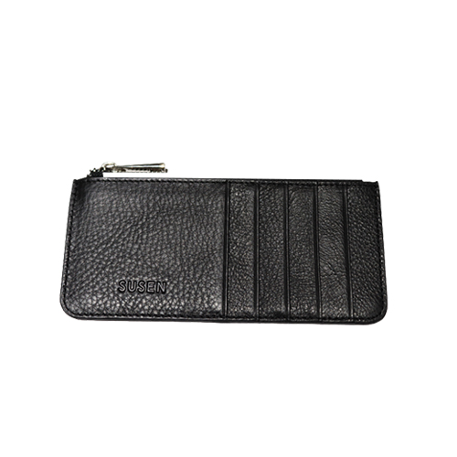 Susen Leather Croco Black Mens Wallet Single Side Zip Type Card