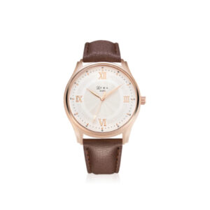 AFRA Maximus Gentleman’s Watch, Rose Gold Case, Leather Strap, Water Resistant 30m