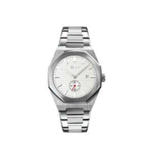 AFRA OCTAVIAN GENTS WATCH SILVER CASE WHITE DIAL SILVER BRACELET