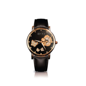 AFRA Elanor Lady’s Watch, Lightweight Rose Gold Metal Case, Leather Strap, Water Resistant 30m