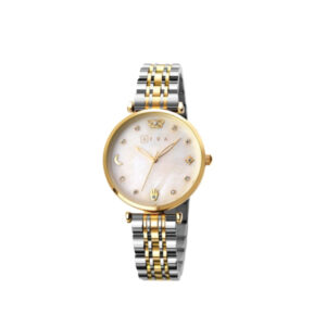AFRA LUNA LADIES WATCH GOLD/SILVER CASE WHITE MOP DIAL SILVER/GOLD BRACELET