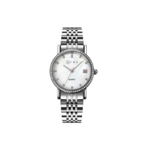AFRA CALLA LADIES WATCH SILVER CASE WHITE MOP DIAL SILVER BRACELET