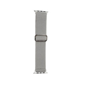 Grey woven nylon Apple Watch strap for 42/44/45mm – breathable, adjustable, and lightweight smartwatch band