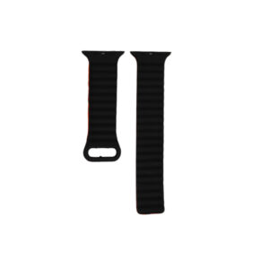 Black and orange silicone strap with magnetic closure for Apple Watch 42/44/45mm – flexible, secure, and sporty design