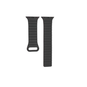 Grey and orange silicone Apple Watch strap with magnetic closure – flexible, sporty, and compatible with 42/44/45mm models