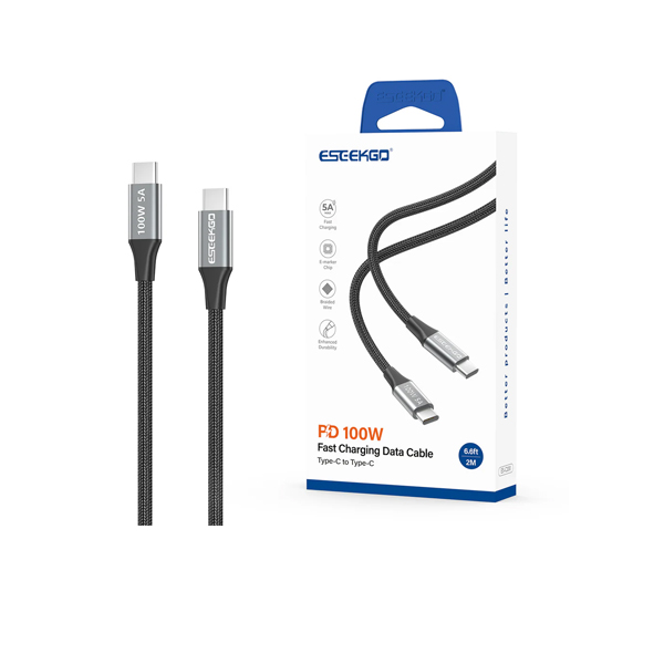 “ESEEKGO 2-meter USB Type-C to Type-C cable for fast charging and syncing USB-C devices”