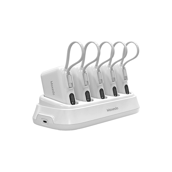 Moxedo Combo 5x 10,000mAh Power Bank with Charging Dock – White