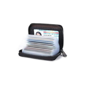 Genuine Leather Credit Card Holder Zipper Wallet – Classic Black